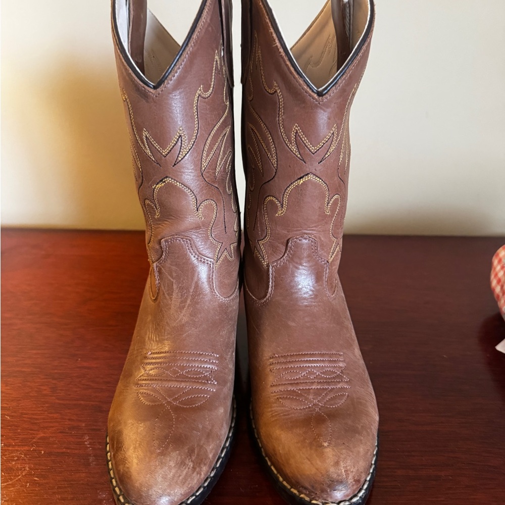 Old West Brown Kids Western Cowboy Boots